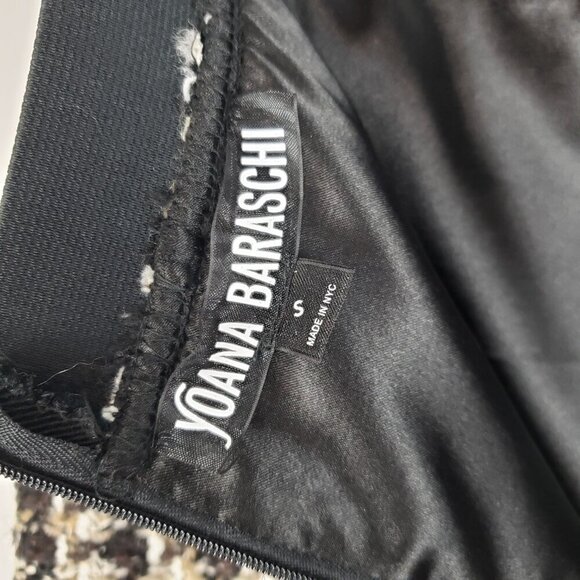 Yoana Baraschi Boucle Skirt Tweed Fringe Hem Black White Taupe Womens Size Small - Picture 5 of 8